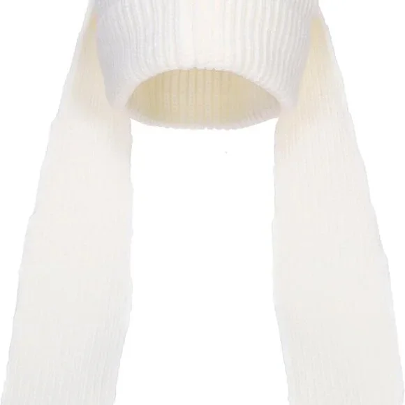 Knit Bunny Beanie Hat Winter Cap Long Ears Fluffy Cozy Outdoor Unisex - Picture 1 of 5